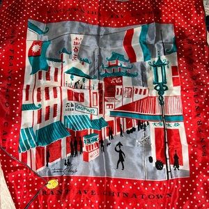 Vintage NWT Tammis Keefe Kimball San Francisco China town silk scarf 16”